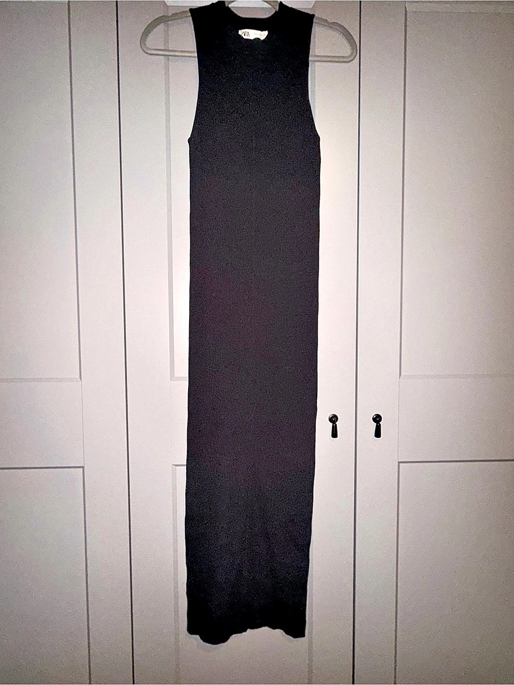 Zara Black Ribbed eyelet hole Maxi Dress